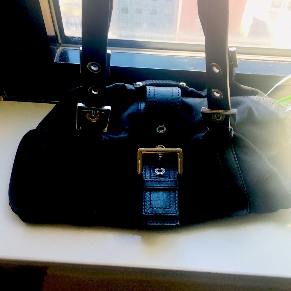 👛Made In Italy leather/fabric bag💜magnetic metal snap!
